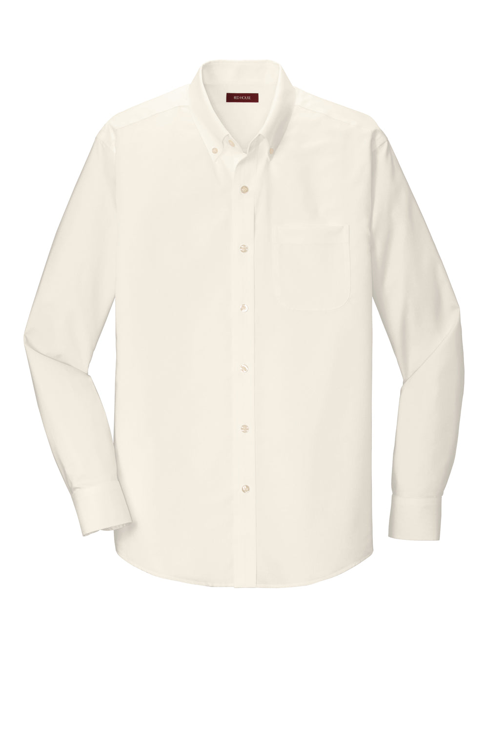 Red House RH240/TLRH240 Mens Pinpoint Oxford Wrinkle Resistant Long Sleeve Button Down Shirt w/ Pocket Ivory Chiffon White Flat Front