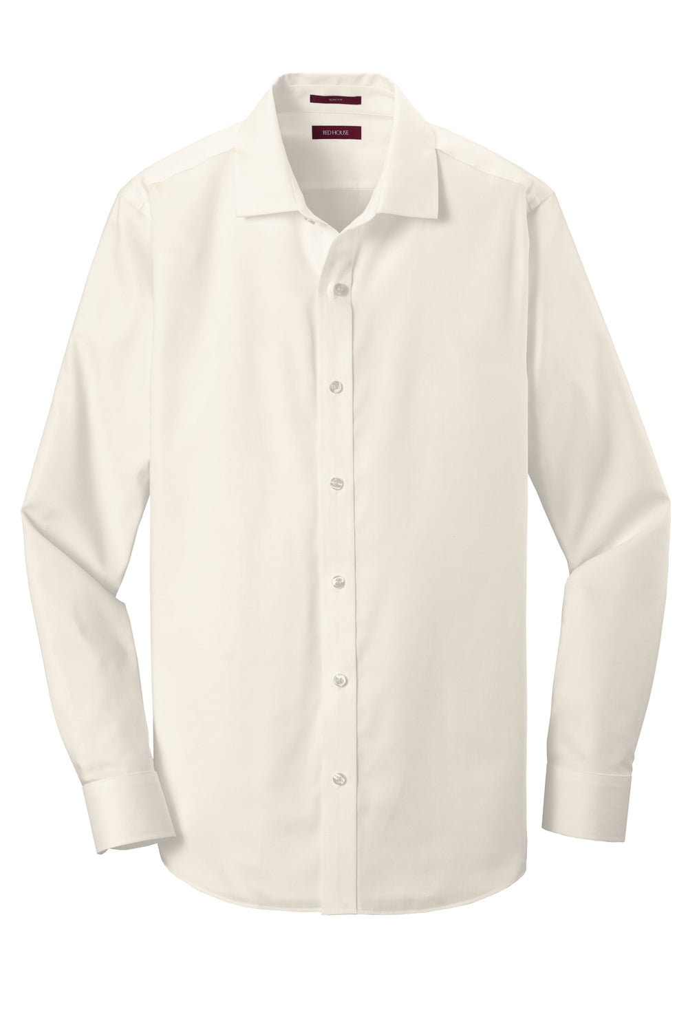 Red House RH620 Mens Pinpoint Oxford Wrinkle Resistant Long Sleeve Button Down Shirt Ivory Chiffon White Flat Front
