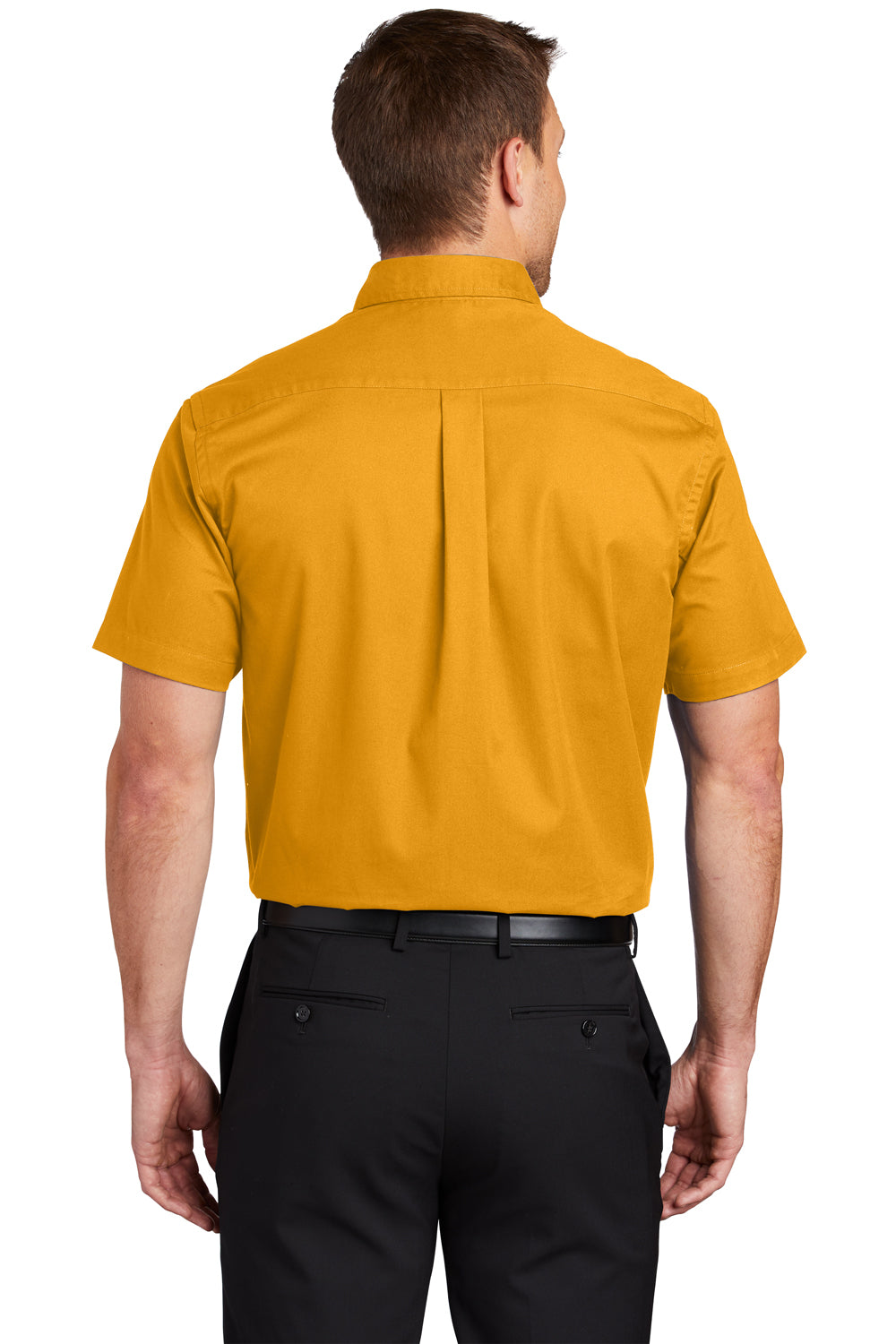 Port Authority S508/TLS508 Mens Easy Care Wrinkle Resistant Short Sleeve Button Down Shirt w/ Pocket Athletic Gold Back