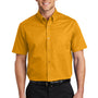 Port Authority Mens Easy Care Wrinkle Resistant Short Sleeve Button Down Shirt w/ Pocket - Athletic Gold - Closeout