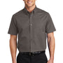 Port Authority Mens Easy Care Wrinkle Resistant Short Sleeve Button Down Shirt w/ Pocket - Bark Brown - Closeout