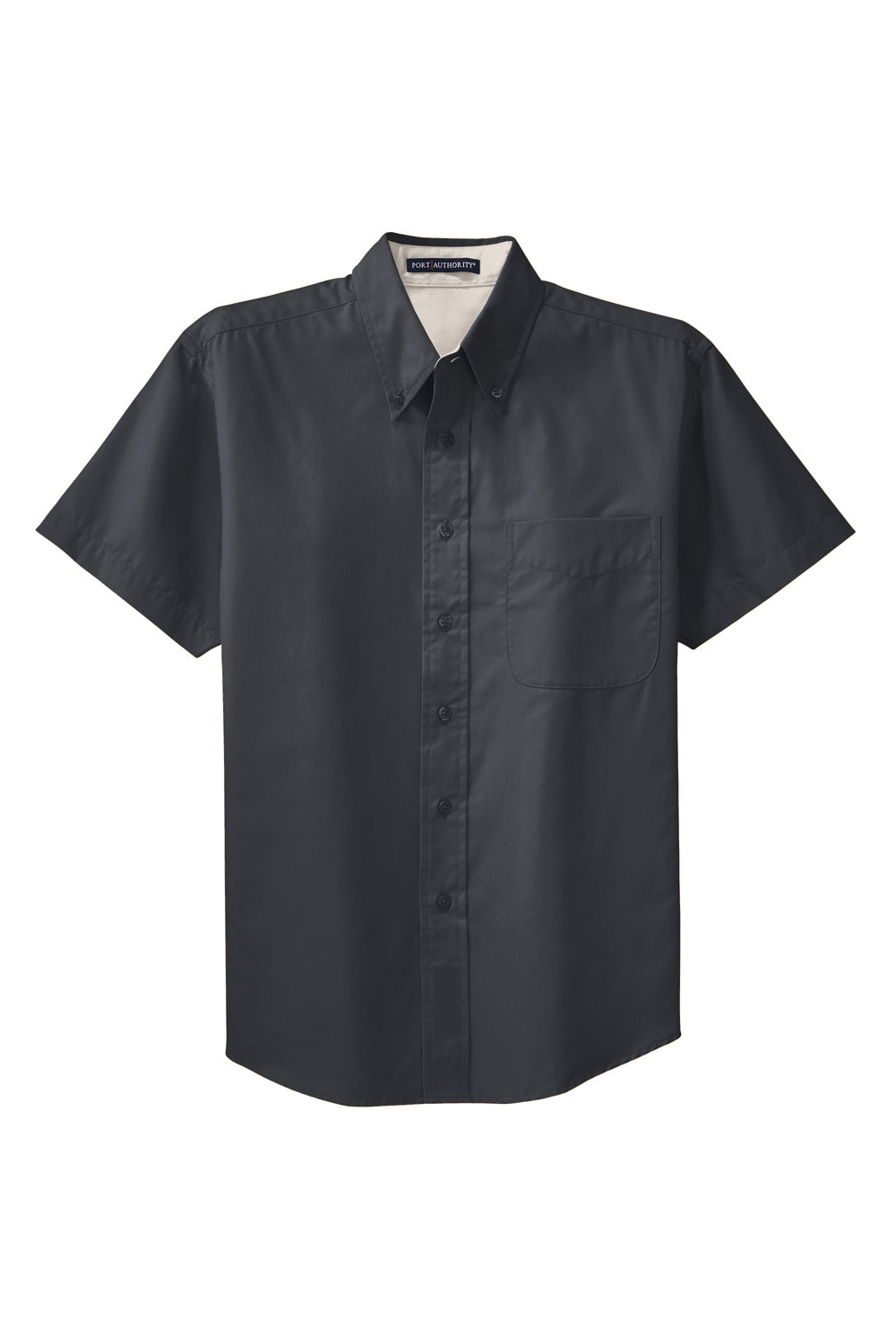 Port Authority S508/TLS508 Mens Easy Care Wrinkle Resistant Short Sleeve Button Down Shirt w/ Pocket Classic Navy Blue Flat Front