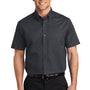 Port Authority Mens Easy Care Wrinkle Resistant Short Sleeve Button Down Shirt w/ Pocket - Classic Navy Blue