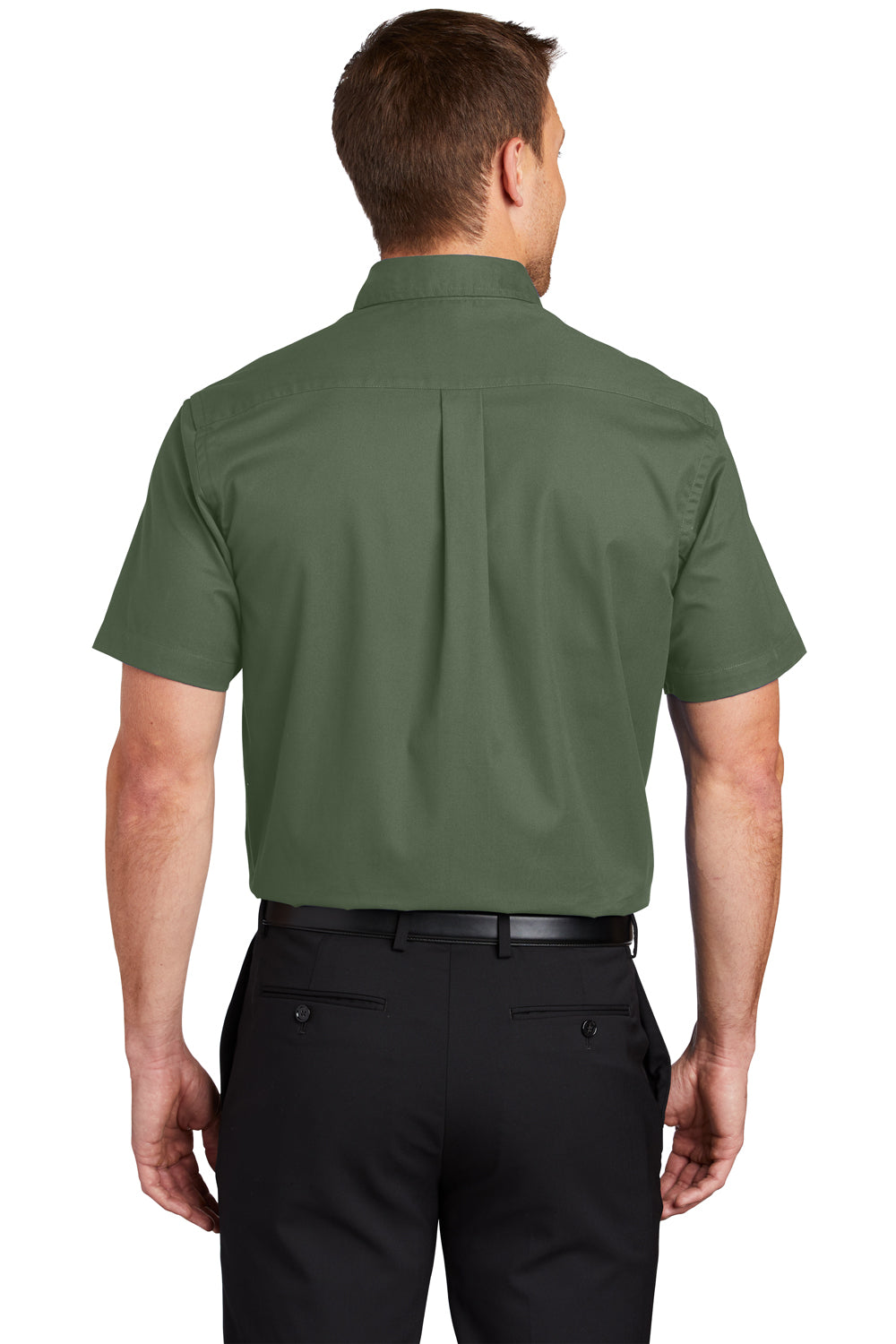 Port Authority S508/TLS508 Mens Easy Care Wrinkle Resistant Short Sleeve Button Down Shirt w/ Pocket Clover Green Back