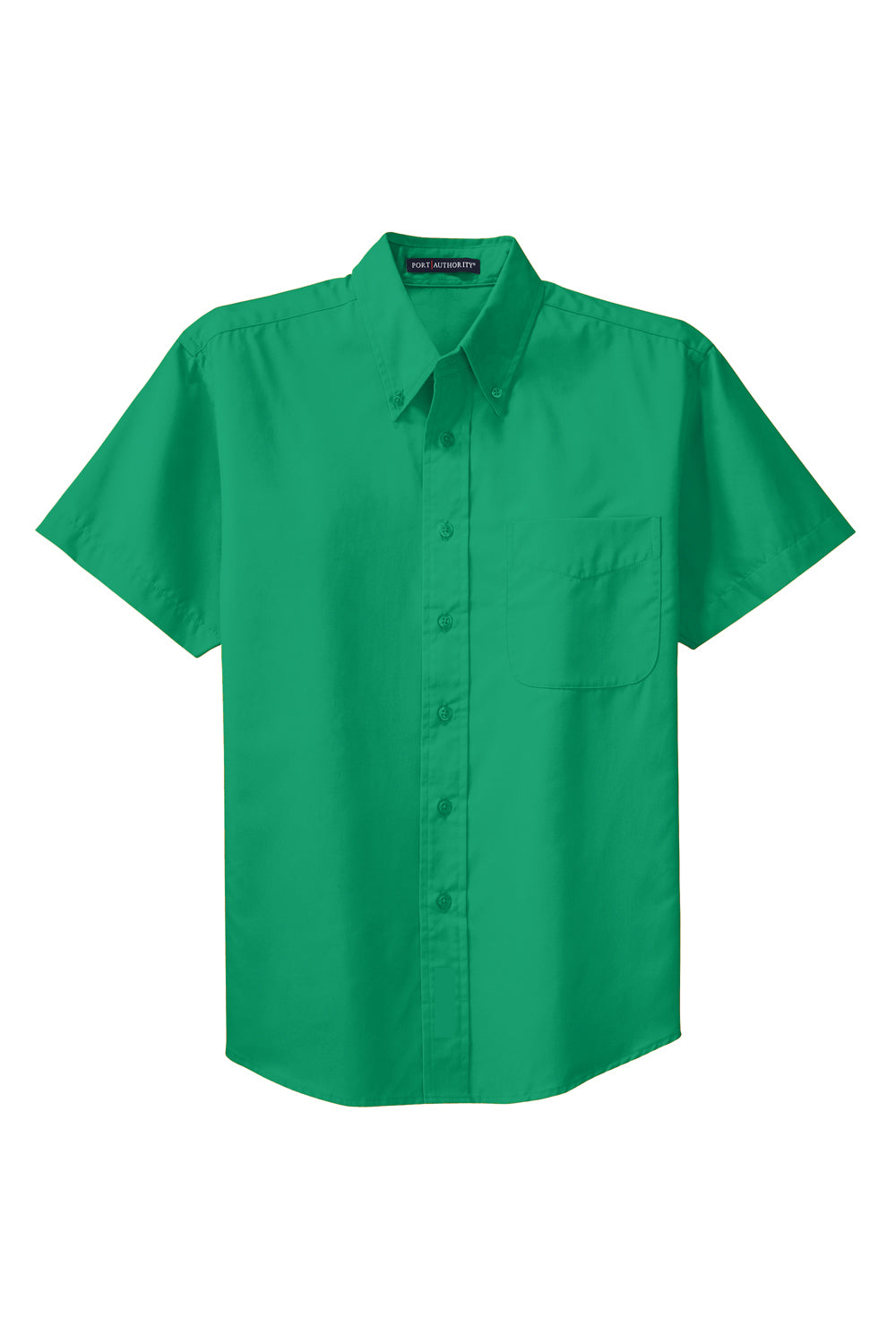 Port Authority S508/TLS508 Mens Easy Care Wrinkle Resistant Short Sleeve Button Down Shirt w/ Pocket Court Green Flat Front