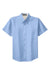 Port Authority S508/TLS508 Mens Easy Care Wrinkle Resistant Short Sleeve Button Down Shirt w/ Pocket Light Blue Flat Front