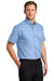 Port Authority S508/TLS508 Mens Easy Care Wrinkle Resistant Short Sleeve Button Down Shirt w/ Pocket Light Blue 3Q