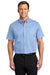 Port Authority S508/TLS508 Mens Easy Care Wrinkle Resistant Short Sleeve Button Down Shirt w/ Pocket Light Blue Front