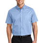 Port Authority Mens Easy Care Wrinkle Resistant Short Sleeve Button Down Shirt w/ Pocket - Light Blue