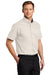 Port Authority S508/TLS508 Mens Easy Care Wrinkle Resistant Short Sleeve Button Down Shirt w/ Pocket Light Stone 3Q