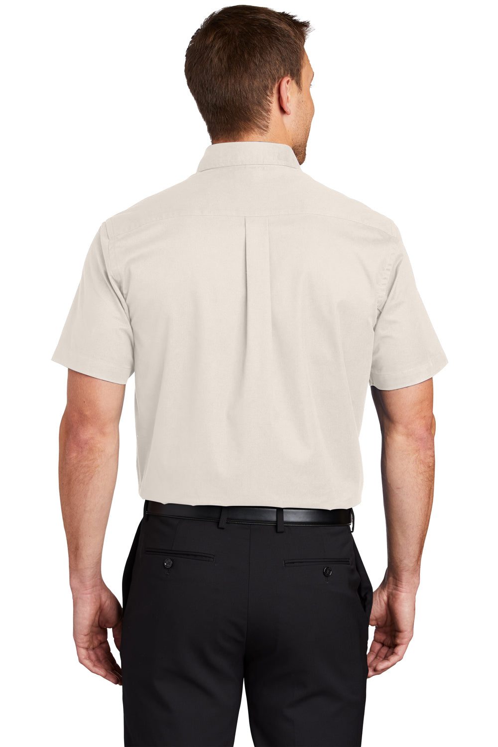 Port Authority S508/TLS508 Mens Easy Care Wrinkle Resistant Short Sleeve Button Down Shirt w/ Pocket Light Stone Back