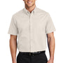 Port Authority Mens Easy Care Wrinkle Resistant Short Sleeve Button Down Shirt w/ Pocket - Light Stone