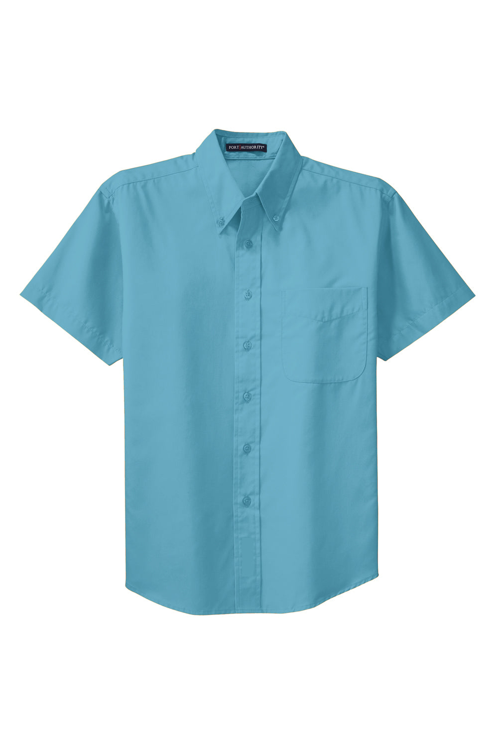 Port Authority S508/TLS508 Mens Easy Care Wrinkle Resistant Short Sleeve Button Down Shirt w/ Pocket Maui Blue Flat Front