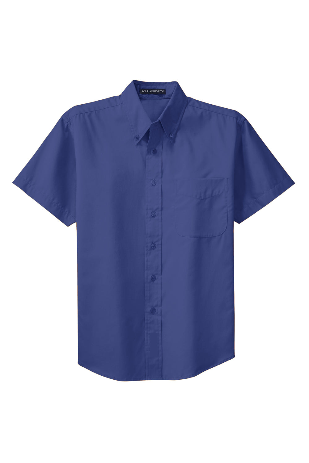 Port Authority S508/TLS508 Mens Easy Care Wrinkle Resistant Short Sleeve Button Down Shirt w/ Pocket Mediterranean Blue Flat Front