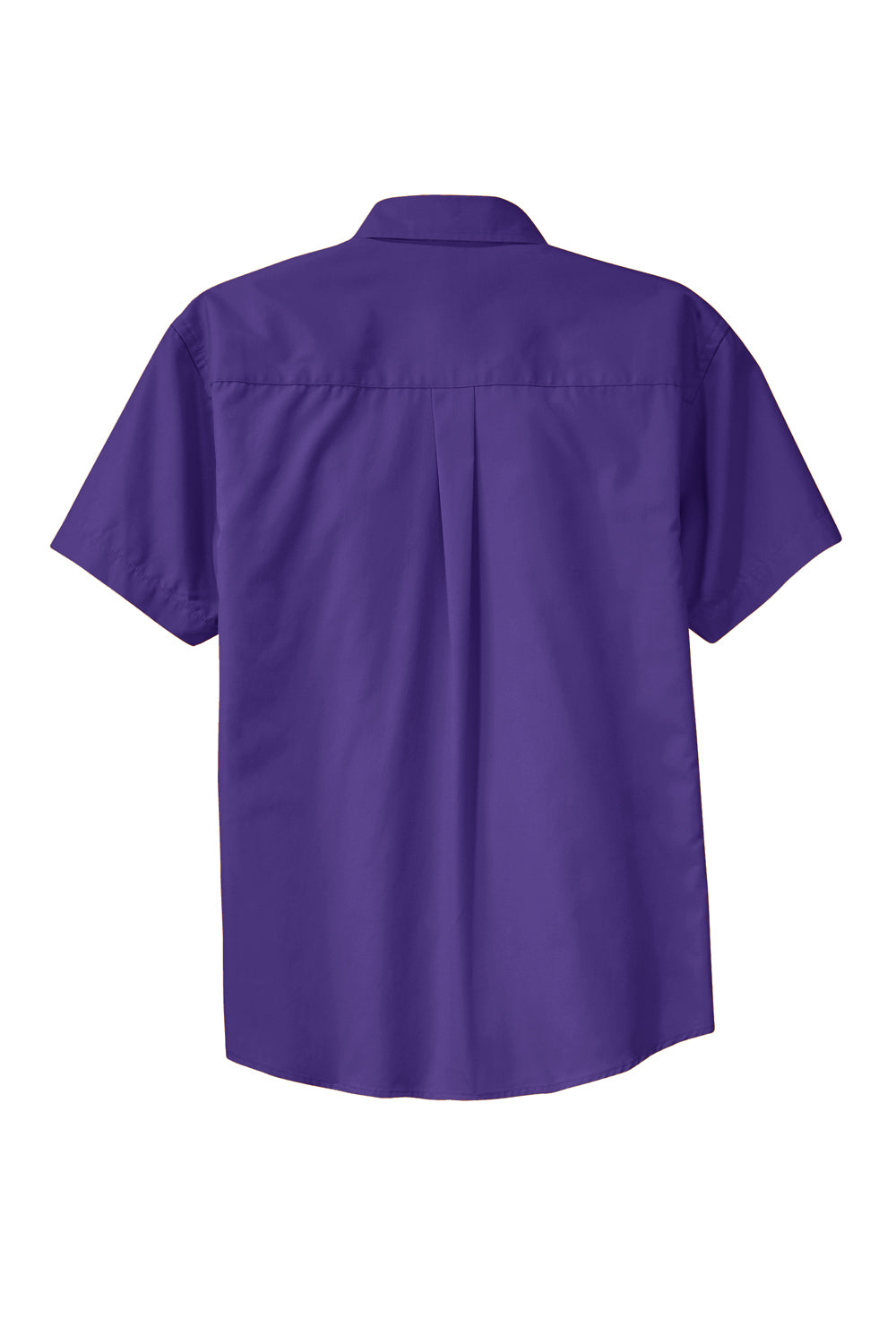 Port Authority S508/TLS508 Mens Easy Care Wrinkle Resistant Short Sleeve Button Down Shirt w/ Pocket Purple Flat Back
