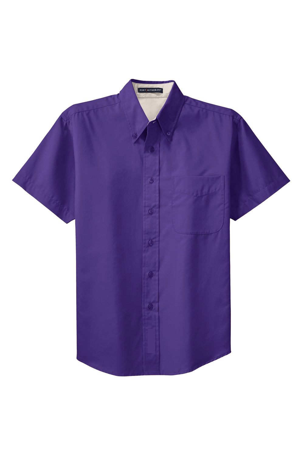 Port Authority S508/TLS508 Mens Easy Care Wrinkle Resistant Short Sleeve Button Down Shirt w/ Pocket Purple Flat Front