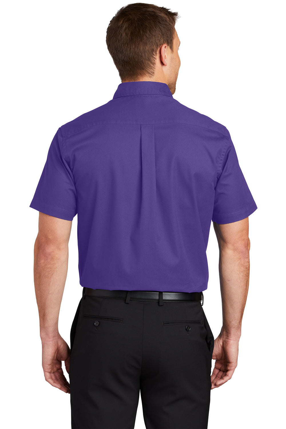 Port Authority S508/TLS508 Mens Easy Care Wrinkle Resistant Short Sleeve Button Down Shirt w/ Pocket Purple Back