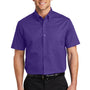 Port Authority Mens Easy Care Wrinkle Resistant Short Sleeve Button Down Shirt w/ Pocket - Purple