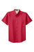 Port Authority S508/TLS508 Mens Easy Care Wrinkle Resistant Short Sleeve Button Down Shirt w/ Pocket Red Flat Front