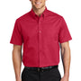Port Authority Mens Easy Care Wrinkle Resistant Short Sleeve Button Down Shirt w/ Pocket - Red