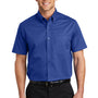 Port Authority Mens Easy Care Wrinkle Resistant Short Sleeve Button Down Shirt w/ Pocket - Royal Blue