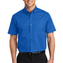 Port Authority Mens Easy Care Wrinkle Resistant Short Sleeve Button Down Shirt w/ Pocket - Strong Blue