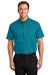 Port Authority S508/TLS508 Mens Easy Care Wrinkle Resistant Short Sleeve Button Down Shirt w/ Pocket Teal Green Front