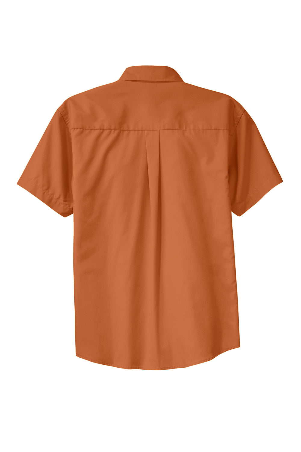Port Authority S508/TLS508 Mens Easy Care Wrinkle Resistant Short Sleeve Button Down Shirt w/ Pocket Texas Orange Flat Back