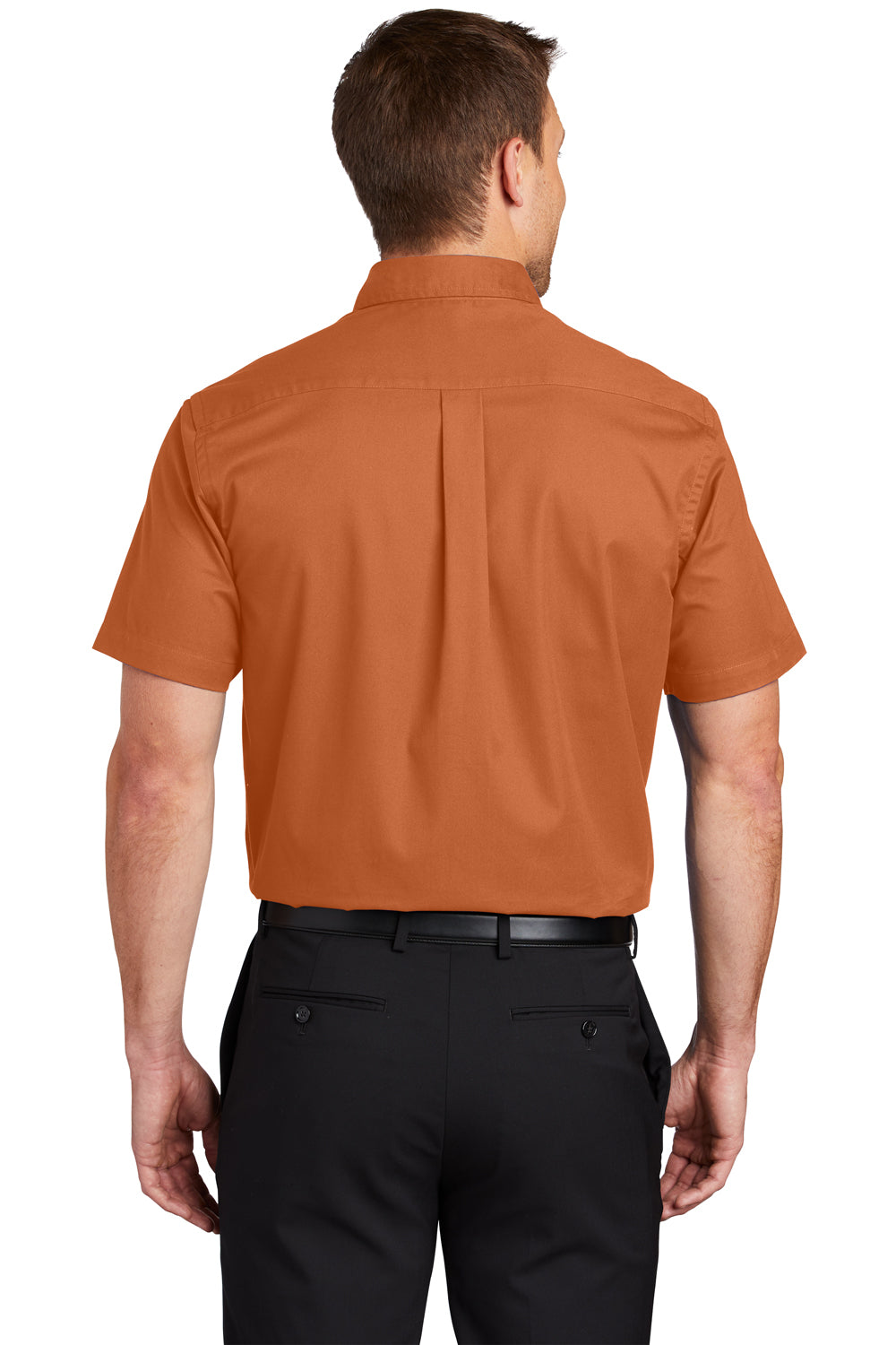 Port Authority S508/TLS508 Mens Easy Care Wrinkle Resistant Short Sleeve Button Down Shirt w/ Pocket Texas Orange Back