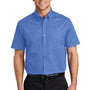 Port Authority Mens Easy Care Wrinkle Resistant Short Sleeve Button Down Shirt w/ Pocket - Ultramarine Blue