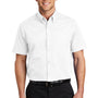 Port Authority Mens Easy Care Wrinkle Resistant Short Sleeve Button Down Shirt w/ Pocket - White