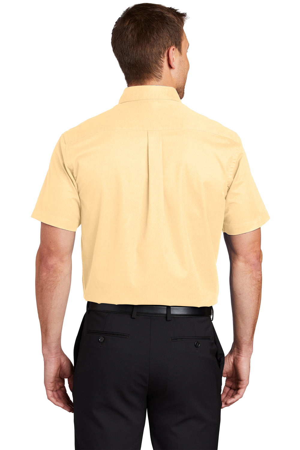 Port Authority S508/TLS508 Mens Easy Care Wrinkle Resistant Short Sleeve Button Down Shirt w/ Pocket Yellow Back