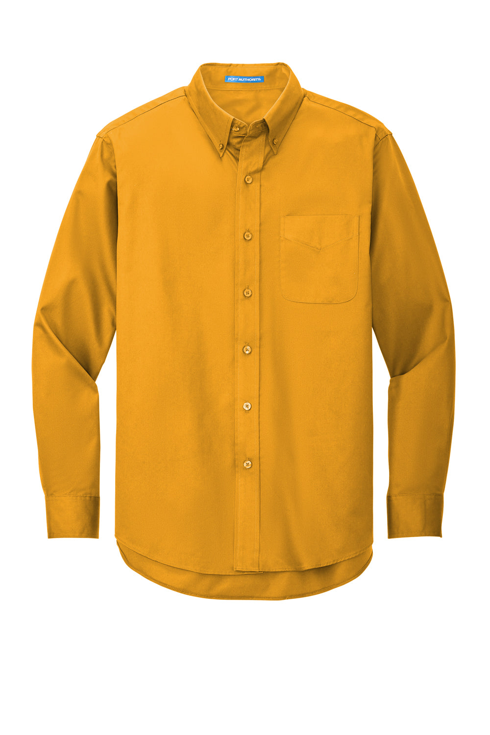 Port Authority S608/TLS608/S608ES Mens Easy Care Wrinkle Resistant Long Sleeve Button Down Shirt w/ Pocket Athletic Gold Flat Front