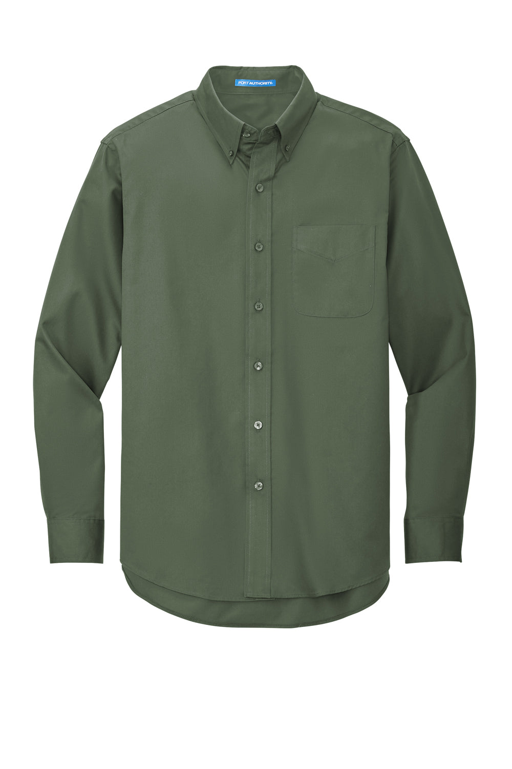 Port Authority S608/TLS608/S608ES Mens Easy Care Wrinkle Resistant Long Sleeve Button Down Shirt w/ Pocket Clover Green Flat Front