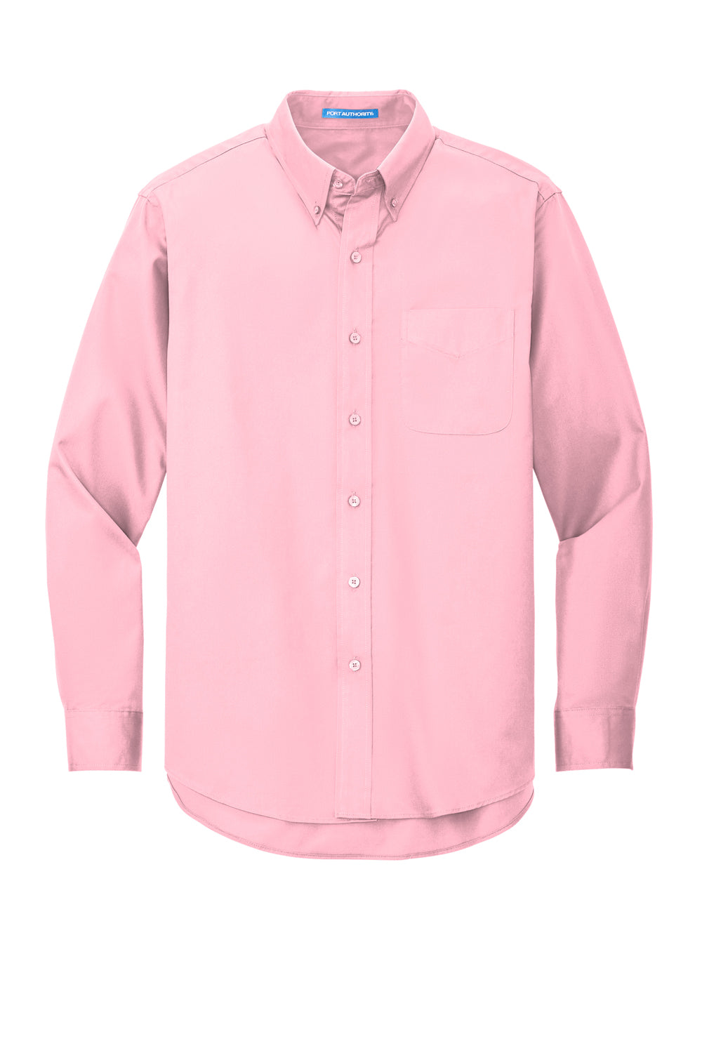 Port Authority S608/TLS608/S608ES Mens Easy Care Wrinkle Resistant Long Sleeve Button Down Shirt w/ Pocket Light Pink Flat Front