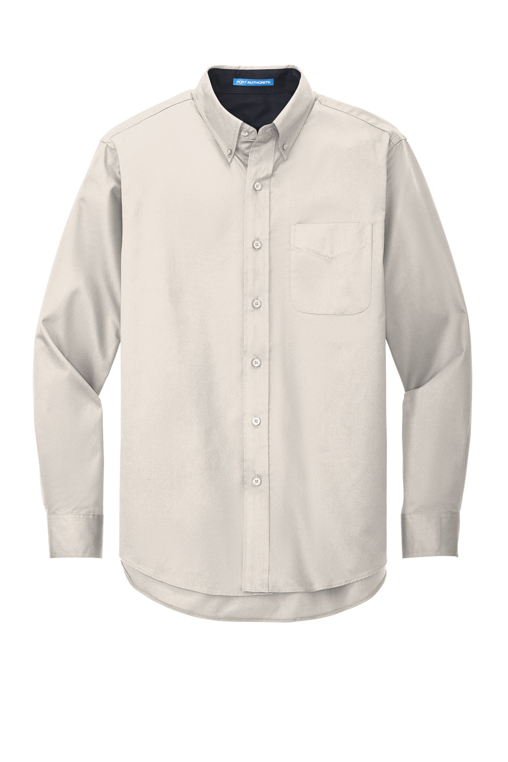 Port Authority S608/TLS608/S608ES Mens Easy Care Wrinkle Resistant Long Sleeve Button Down Shirt w/ Pocket Light Stone Flat Front