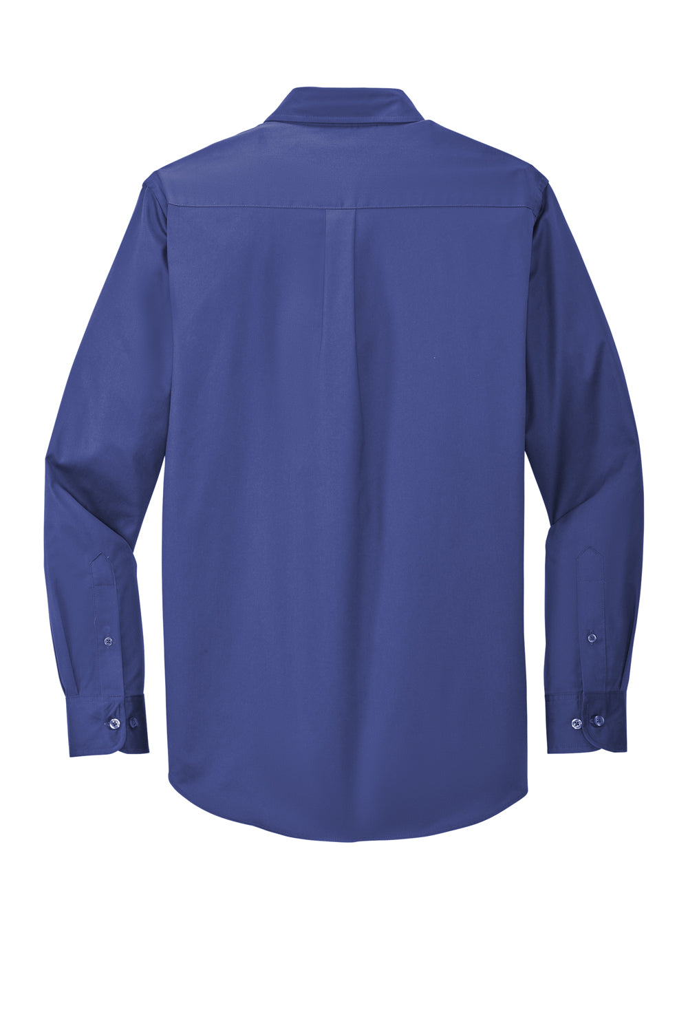 Port Authority S608/TLS608/S608ES Mens Easy Care Wrinkle Resistant Long Sleeve Button Down Shirt w/ Pocket Mediterranean Blue Flat Back