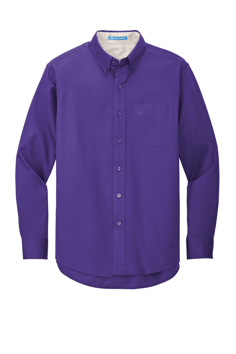 Port Authority S608/TLS608/S608ES Mens Easy Care Wrinkle Resistant Long Sleeve Button Down Shirt w/ Pocket Purple Flat Front