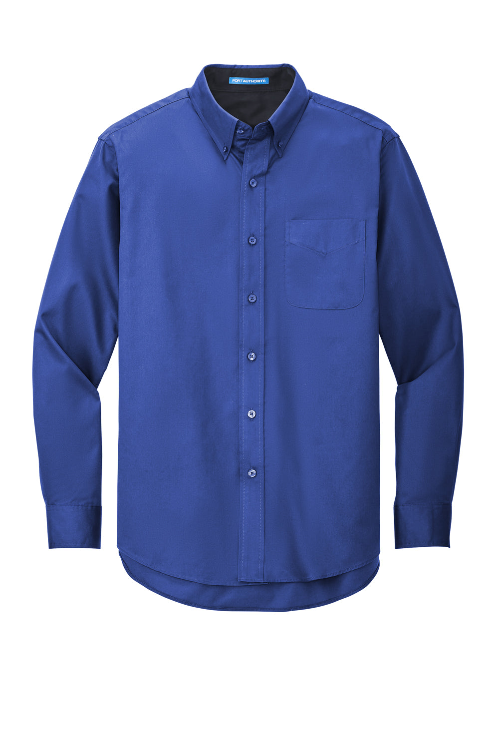 Port Authority S608/TLS608/S608ES Mens Easy Care Wrinkle Resistant Long Sleeve Button Down Shirt w/ Pocket Royal Blue Flat Front