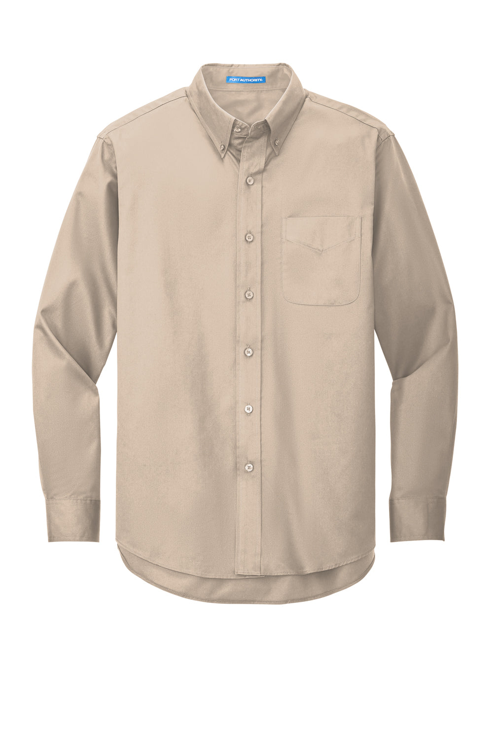 Port Authority S608/TLS608/S608ES Mens Easy Care Wrinkle Resistant Long Sleeve Button Down Shirt w/ Pocket Stone Flat Front