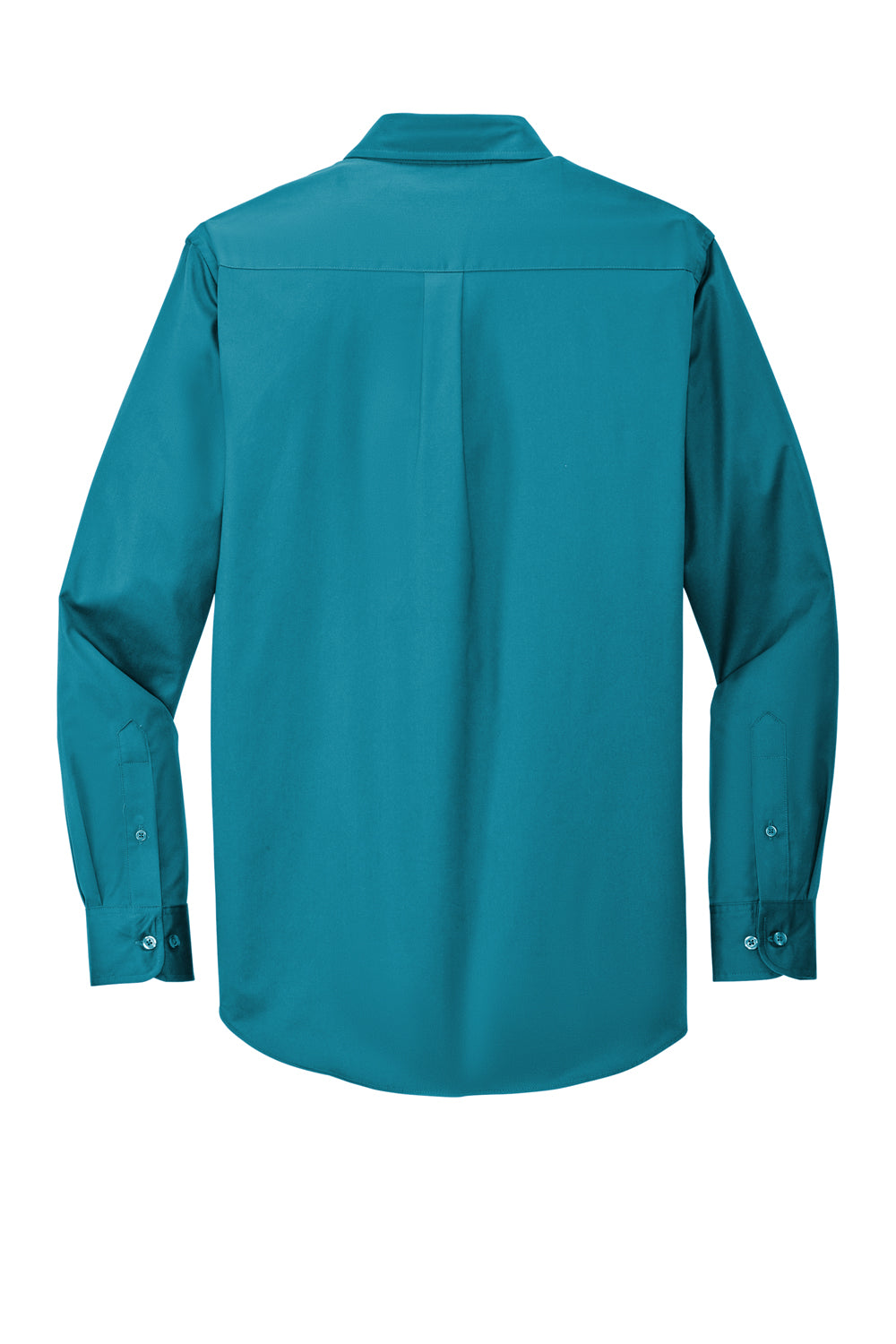 Port Authority S608/TLS608/S608ES Mens Easy Care Wrinkle Resistant Long Sleeve Button Down Shirt w/ Pocket Teal Green Flat Back