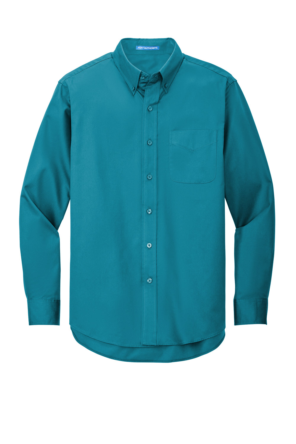 Port Authority S608/TLS608/S608ES Mens Easy Care Wrinkle Resistant Long Sleeve Button Down Shirt w/ Pocket Teal Green Flat Front
