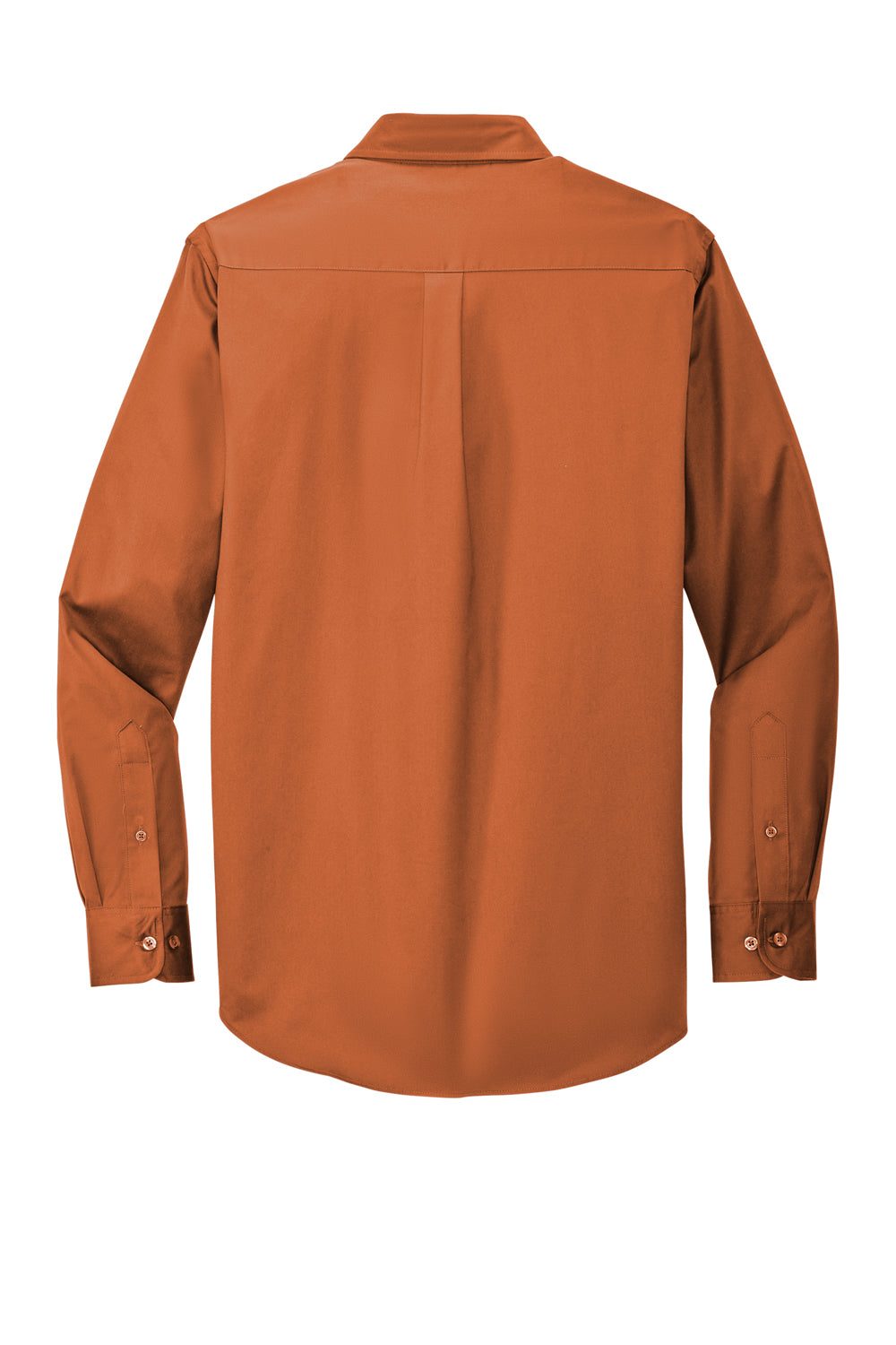 Port Authority S608/TLS608/S608ES Mens Easy Care Wrinkle Resistant Long Sleeve Button Down Shirt w/ Pocket Texas Orange Flat Back