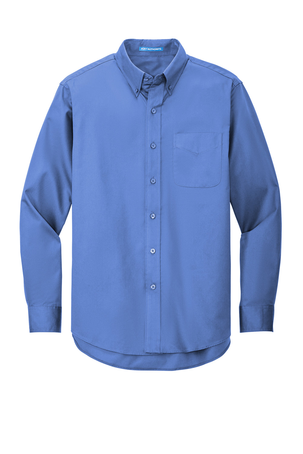 Port Authority S608/TLS608/S608ES Mens Easy Care Wrinkle Resistant Long Sleeve Button Down Shirt w/ Pocket Ultramarine Blue Flat Front