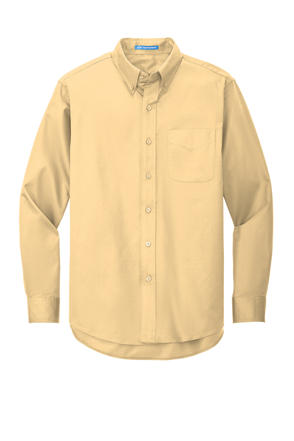 Port Authority S608/TLS608/S608ES Mens Easy Care Wrinkle Resistant Long Sleeve Button Down Shirt w/ Pocket Yellow Flat Front