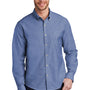 Port Authority Mens SuperPro Wrinkle Resistant Long Sleeve Button Down Shirt w/ Pocket - Navy Blue