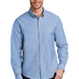 Port Authority Mens SuperPro Wrinkle Resistant Long Sleeve Button Down Shirt w/ Pocket - Oxford Blue