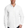 Port Authority Mens SuperPro Wrinkle Resistant Long Sleeve Button Down Shirt w/ Pocket - White