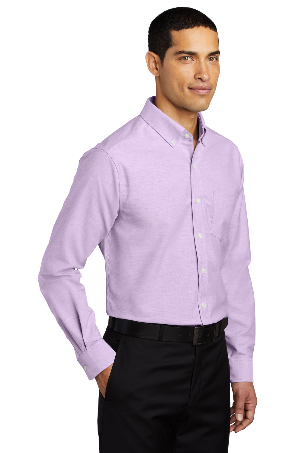 Port Authority S658/TS658 SuperPro Oxford Wrinkle Resistant Long Sleeve Button Down Shirt w/ Pocket Soft Purple 3Q