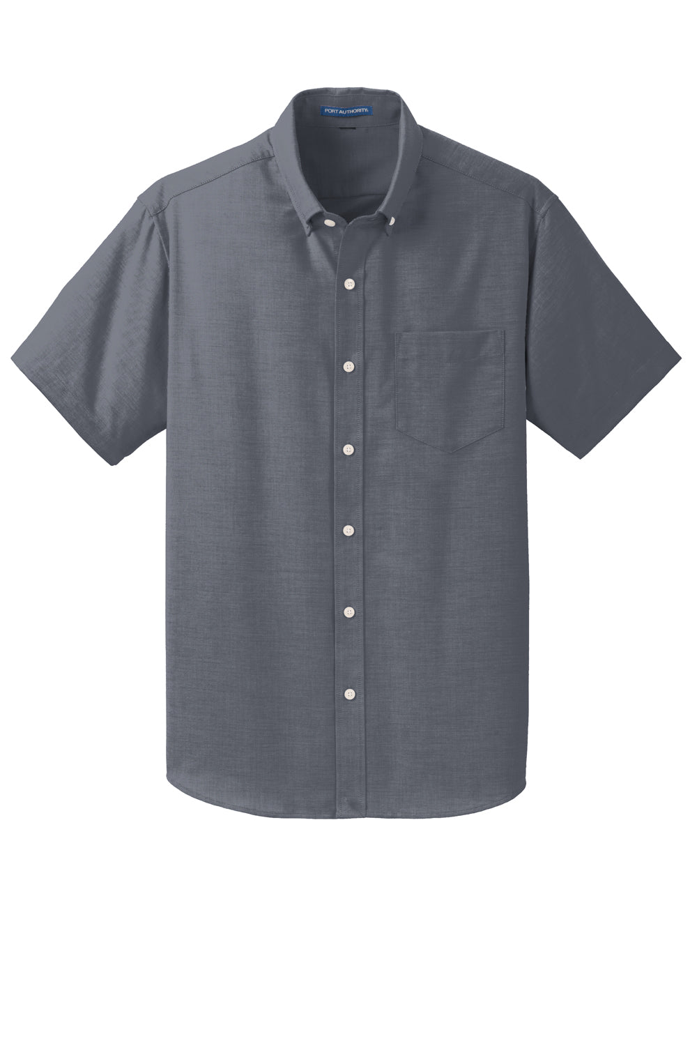 Port Authority S659 SuperPro Oxford Wrinkle Resistant Short Sleeve Button Down Shirt w/ Pocket Black Flat Front